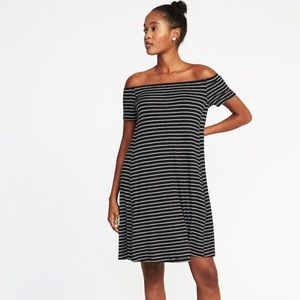 black and white striped dress